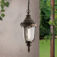 Orion Traditionele pendellamp PAULA met structuurglas Paula, bruin / roest, Aluminium, Landelijk