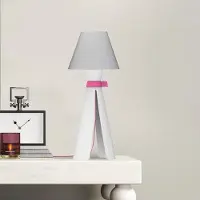 Aluminor Tafellamp Floh, wit / opaal, Woon-/ Eetkamer, Textiel / Stof / Zijde, Modern, Tafellamp