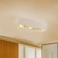 Argon Plafondspot Ronda, 3-lamps, wit dimbaar, wit / opaal, Woon-/ Eetkamer, metaal, Modern, halogeen spot
