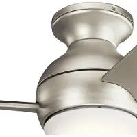 Kichler LED plafondventilator Sola, IP23 nikkel dimbaar, alu / grijs / zink, Woon-/ Eetkamer, Kunststof