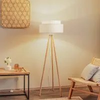 Duolla Vloerlamp Boho, hout licht, Slaapkamer, Hout, vloerlamp