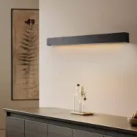 Nowodvorski Lighting LED-wandlamp Straight M, zwart, Woon-/ Eetkamer, metaal, Modern, LED wandlamp