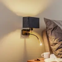 Euluna Wandlamp Harry, zwart, Woon-/ Eetkamer, metaal, Modern, wandlamp