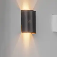 Euluna Wandlamp Satin, dimbaar, zwart, Woon-/ Eetkamer, Textiel / Stof / Zijde, Wandlamp