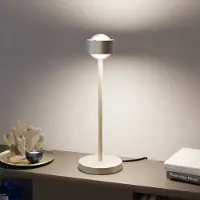 TOP LIGHT LED-tafellamp Puk! 80 Eye Table, dimbaar, alu / grijs / zink, Woon-/ Eetkamer, Aluminium, Modern, LED tafellamp