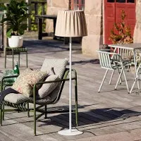 PR Home buiten vloerlamp Agnar, wit/bruin, 140 cm Agnar, wit / opaal, Textiel / Stof / Zijde