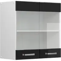 Vicco R-Line Glazen keukenkast – 60 cm Zwart hoogglans