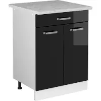 Vicco R-Line Keukenonderkast – 60 cm met lade met marmeren werkblad Zwart hoogglans