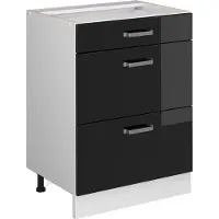 Vicco R-Line Keukenonderkast – 60 cm met laden, zonder werkblad Zwart hoogglans