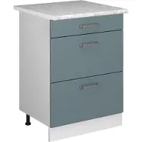 Vicco R-Line Keukenonderkast – 60 cm met laden, met marmeren werkblad Blauw-grijs