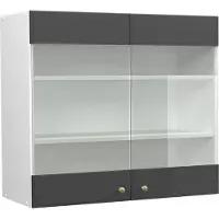 Vicco Fame-Line Glazen keukenkast – 80 cm Antraciet-goud