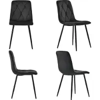 Merax Velvet Eetkamerstoelen Set van 4 - Comfortabele Design Stoelen - Luxe Eetkamerstoel - Zwart