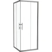Linie Cadiz douchehoek met hoekinstap met dubbel schuifdeur 80 x 80 cm helder glas Brushed Chrome profiel