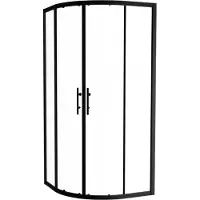 Linie Cadiz douchehoek met hoekinstap met dubbel schuifdeur kwartrond 90 x 90 cm helder glas mat zwart profiel
