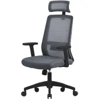 ML-Design Ergonomische bureaustoel grijs netweefsel met verstelbare armleuningen en hoofdsteun ML design