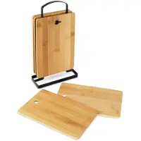 Excellent houseware Broodplankjes met houder - 6x - bamboe hout - 22 x 15 cm - ontbijtplankjes - Snijplanken