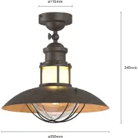 LINDBY Plafondlampe , Louisanne, dimbare, Roestbruin, Keuken, Metaal, Maritiem