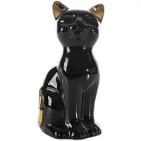 Eurofirany Decoratieve Kattenfiguur Zwart Keramiek 11x9x20 cm