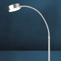 Busch LED-vloerlamp SATURN, alu / grijs / zink, Woon-/ Eetkamer, Aluminium, Modern, LED vloerlamp