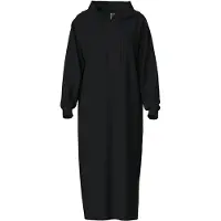 Pieces Hoodie Midi Dress - Loungewear Dress - Katoenen dik extra lang nachthemd - Zwart / XL