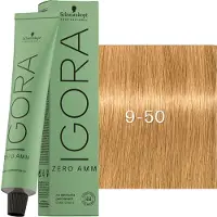 Schwarzkopf Haarverven Igora Zero Amm Beige & GoudPermanent Color Cream 9-50 Lichtblond Goud Naturel