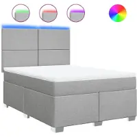 vidaXL Boxspring met matras stof lichtgrijs 140x190 cm