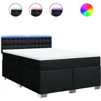 vidaXL Boxspring met matras stof zwart 140x190 cm