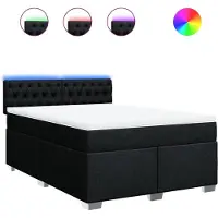 vidaXL Boxspring met matras stof zwart 140x190 cm