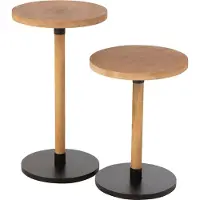 J-Line Set of 2 side tables ron mdf/pinewood natural black