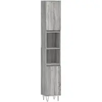 vidaXL Badkamerkast 30x30x190 cm bewerkt hout grijs sonoma eikenkleur