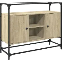 vidaXL Dressoir met glazen blad 98x35x81 cm hout sonoma eikenkleurig