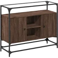 vidaXL Dressoir met glazen blad 98x35x81 cm hout bruin eikenkleurig
