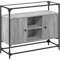 vidaXL Dressoir met glazen blad 98x35x81 cm bewerkt hout grijs sonoma