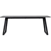 Ebuy24 Malaga eetkamertafel marmer decor 90x200cm donkergrijs,zwart.