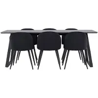 Ebuy24 Malaga eethoek eetkamertafel 90x200cm donkergrijs en 6 Skagen stoel velours zwart.