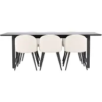 Ebuy24 Oslo eethoek eetkamertafel 100x220cm zwart en 6 Skagen stoel fluweel beige.