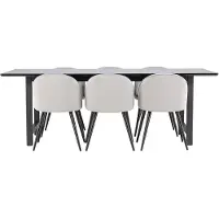 Ebuy24 Oslo eethoek eetkamertafel 100x220cm zwart en 6 Skagen stoel velours grijs.
