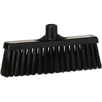 Vikan Hygiene 3166-9 veger met rechte nek, medium vezels, zwart, 310mm