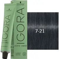 Schwarzkopf Haarverven Igora Zero Amm Cendrés & CoolsPermanent Color Cream 7-21 Middenblond As Cendré