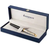 Waterman Hémisphère rollerbalpen | metaal en zwarte lak met gouden detail en gebeitelde dop | fijne punt | met Geschenkdoos