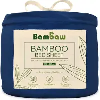 Bambaw Luxe Bamboe Hoeslaken 160x200cm – Ultra ademende stof – Hypoallergeen – Beddengoed – Blauw marine