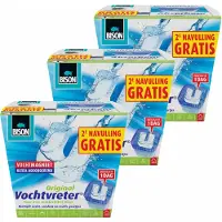Bison 3x stuks Bison vochtvreter / vochtvanger vochtmagneet 450 gram met extra navulling - Vochtopnemers