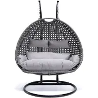 HOME DELUXE Hangstoel Polyrattan TWIN - Grijs - Met kussens