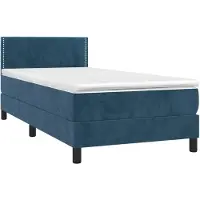 vidaXL Boxspring met matras en LED fluweel donkerblauw 100x200 cm