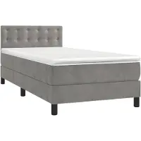 vidaXL Boxspring met matras fluweel lichtgrijs 80x200 cm