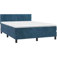 vidaXL Boxspring met matras fluweel donkerblauw 140x190 cm