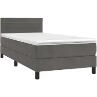 vidaXL Boxspring met matras fluweel donkergrijs 90x190 cm