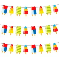 Folat Set van 3x stuks plastic feest slingers met ijsjes 10 meter - Feestslingers