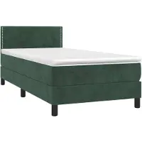 vidaXL Boxspring met matras en LED fluweel donkergroen 100x200 cm