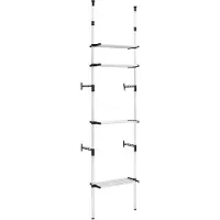 vidaXL Telescopische garderobe met planken, aluminium